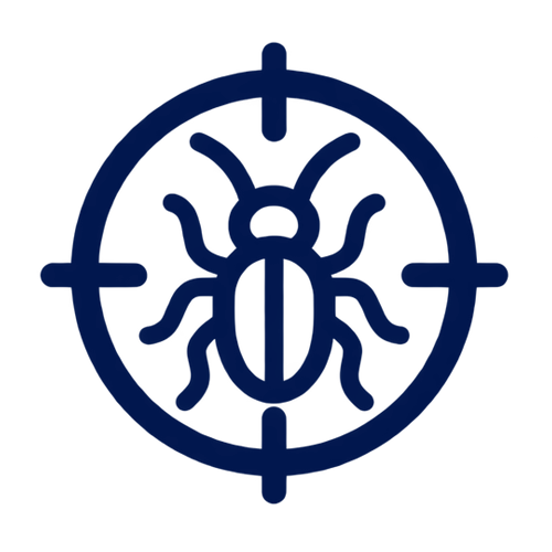 Blue insect target icon representing lawn pest management