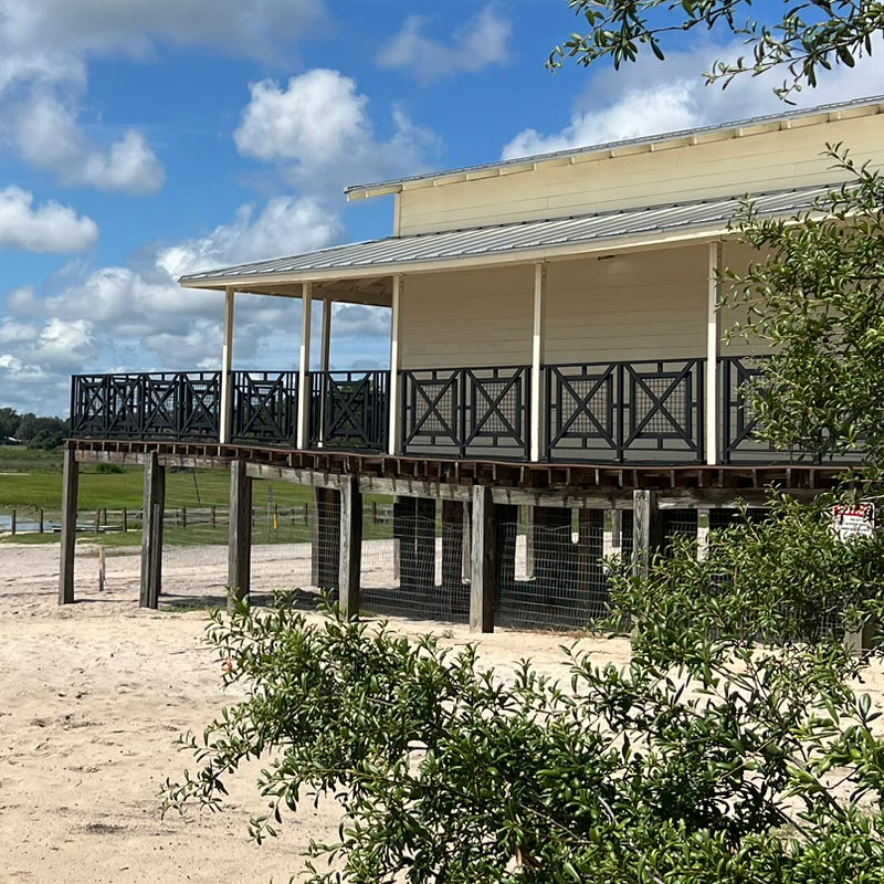Beachside of the Keystone Beach Historical Pavilion viewed from Keystone Heights Beach in Clay County, Florida