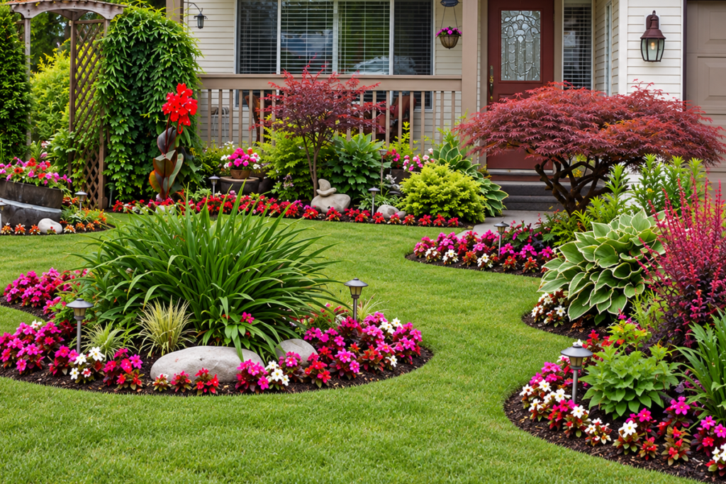 Healthy turf and ornamental plantings are evaluated together as part of a lawn and ornamental care program.